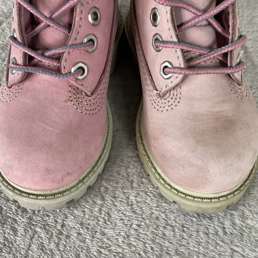 Timberland Premium 6 inch Toddler Girls Boots Size 13 Pink Nubuck Waterproof NEW